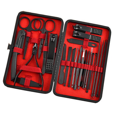 Premium 15 & 24-Piece Black Stainless Manicure Kit